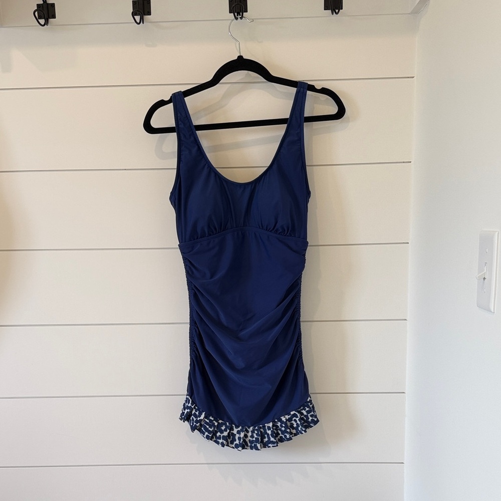 Maxine of Hollywood Blue and White Swimsuit Size 10